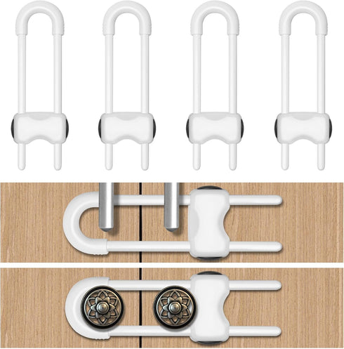 Cabinet Locks for Babies,Child Proof Cabinet Locks,4 Pack U-Shaped Baby Proofing Cabinets,Child