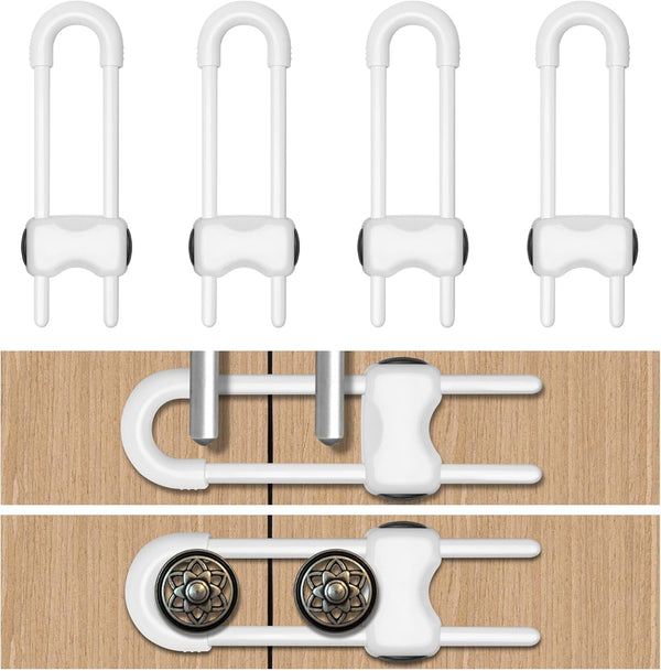 Cabinet Locks for Babies,Child Proof Cabinet Locks,4 Pack U-Shaped Baby Proofing Cabinets,Child