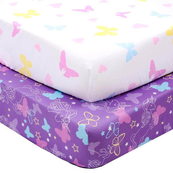 UOMNY Crib Sheet Set for Girls,Butterfly Fitted Crib Sheets Baby Sheet Set