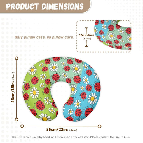 Forchrinse Rainbow Ladybug Daisy Nursing Pillow Cover Breastfeeding Pillow Cover Fit for Most Nursing Pillows,Cute