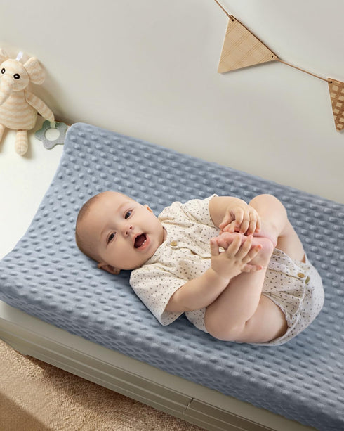2 Pack(Blue Babebay Changing Pad Cover, Ultra Soft Minky Dots Plush Changing Table Covers for Baby Boys and Girls