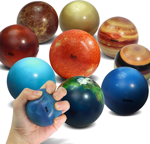 Novelty Place Solar System Stress Balls - 10 Pcs Anti-Stress Planetary Balls