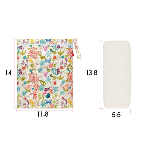 5-Layer 12PCS Damero Reusable Diapers Baby Inserts, Cloth Diaper Inserts with an Extra Storage Bag