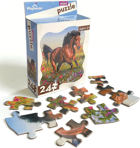 Playhouse Handsome Horse Mini Puzzle, 24-piece Die-Cut Shaped Puzzle for Kids