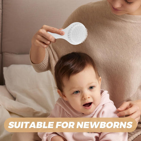 Set Hair Brush and Comb for Newborns, Soft Bristles Cradle Cap Brush with Gentle Scalp Massage, Grooming Kit for Care