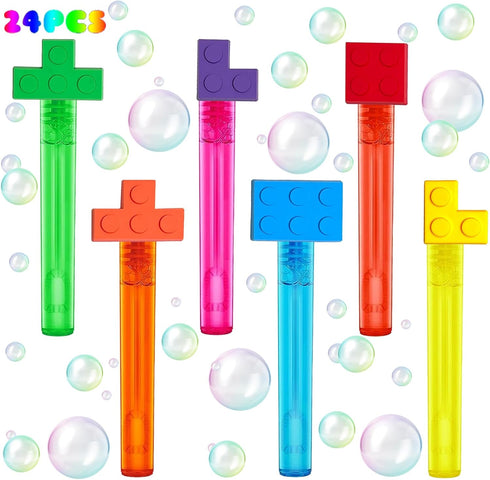 uoyoi Building Blocks Party Favors,24Pcs Building Blocks Bubble Wands for Kids,Cute Bubble Wand