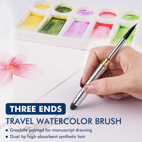 Set 12-Color 100% 20 Fuumuui Watercolor Sketchbook Refillable Travel Paints Kit & Cotton Cold Press Sheets Art Journal