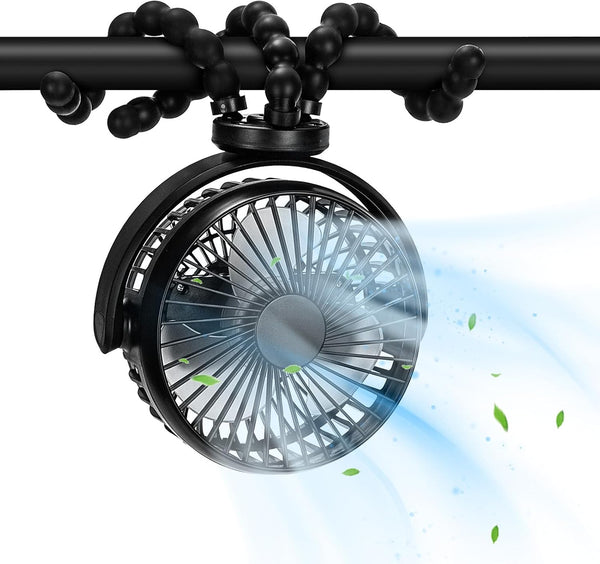 Portable Fan with 20H Battery, Small Clip-On, 360° Rotate, 4000mAh USB Cooling Fan for Travel, Camping, Crib