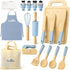 29 PCS Wooden Kids Cooking Set, Toddler Montessori Cooking & Baking Kitchen