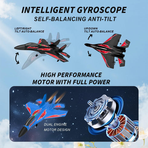 QFCST 2CH 2.4Ghz Foam Remote Control Wireless Airplanes RC Planes, Remote Control Fighter Toys, RC Fighter Jet