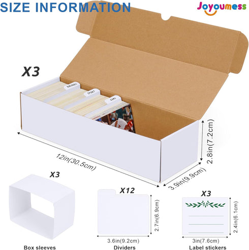 Trading Card Storage Box with Dividers, Cardboard Organizer Box for Baseball, Sports, Game Collection, Pack of 3