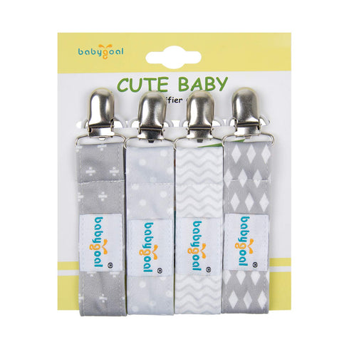 Babygoal Baby Pacifier Clips with Case, 4 Pack Holder for All Pacifier Styles, Baby Gift 4MP07-HZ
