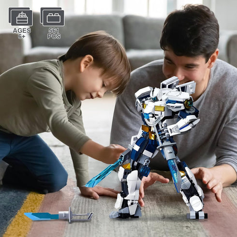 Ice Warrior Mech Building Set, City Protector Battle Model for Adults Boys 8+, Creative Action Robot Gifts (561 Pcs)