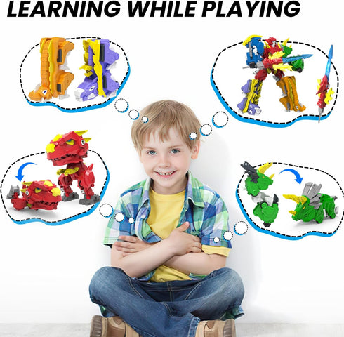 5-in-1 5 8" 6 7 8 9 Wenbeier Robot Dinosaur Toys Transforming Robot Including Dinosaur Action Figures -Build & Combine