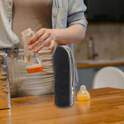 Insulated Bottle Warmer Bag with Thermal Lining Portable Stroller Hanging Milk Bottle Storage Organizer for Nursing