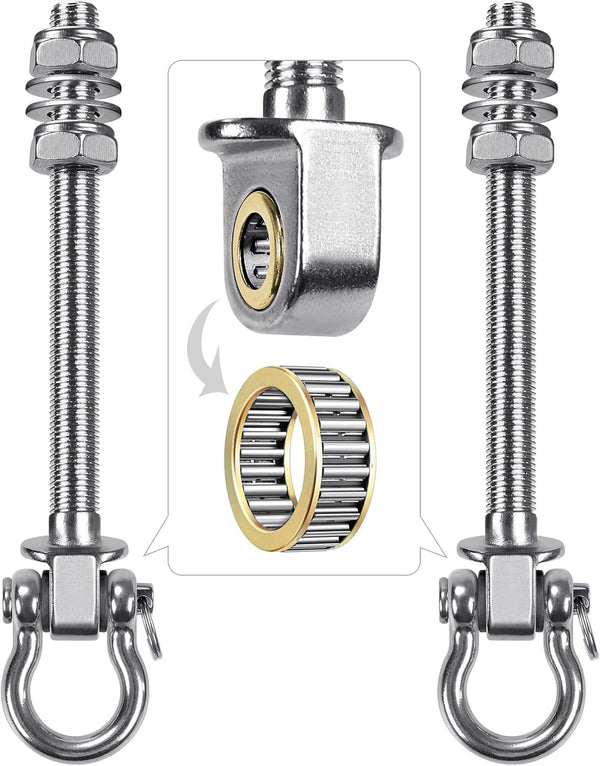 BeneLabel Heavy Duty Swing Hangers with Bearings, Set of 2 Stainless Steel Hardware for Hanging Hammocks, 1500LB
