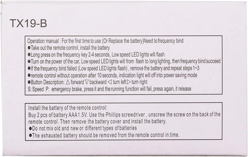 2.4G TX19 Bluetooth Remote Control for Kids Powered Ride On Car, Remote Controller Transmitter Accessories for Children