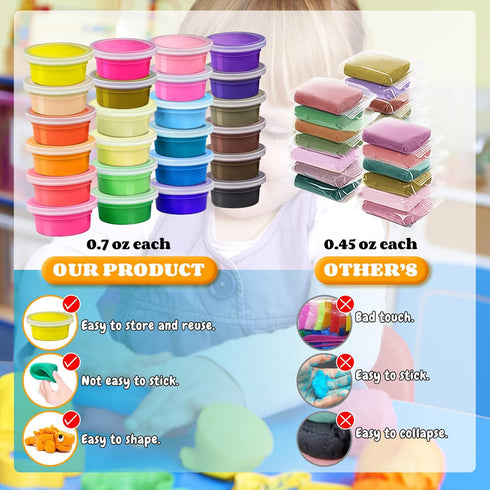 24 3-12 Modeling Clay Kit - Colors Air Dry Clay DIY Molding Clay with Tools, Kids Art Crafts Gift for Boys & Girls Age