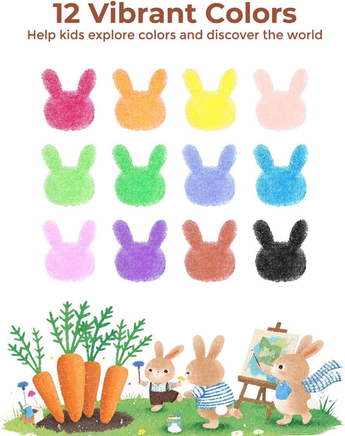 12 1-3 30-Page 120 JUPITEARTH Carrot Crayons for Kids Colors, Non Toxic Beeswax Crayons for Toddlers with Coloring Book