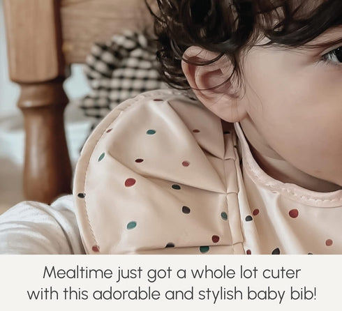 SMOOCH Extra Coverage Baby Bibs for Boys & Girls - Waterproof Fabric Bib, Fits Ages 6-24 Months (Taupe)