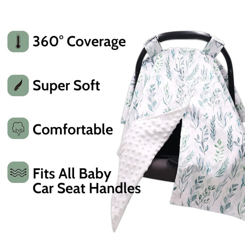 Green Leaf Car Seat Covers & Nursing Pillow Cover for Babies