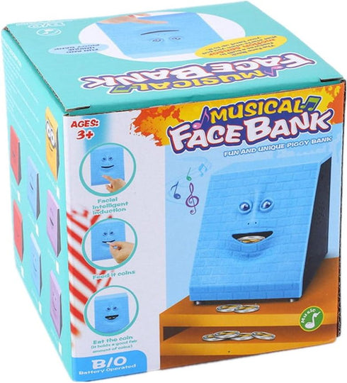 Novelty Coin Money Eating Musical Face Bank, Automatic Money Saving Piggy Bank for Kids (Pink Flat)
