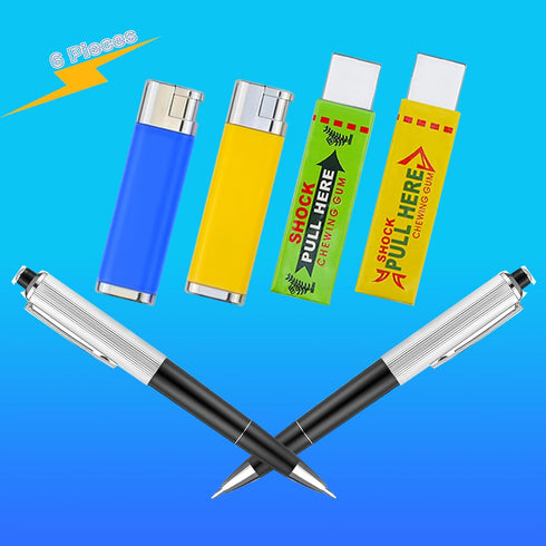 Pushmick 6 PCS Prank Toys, Fun Electric Shock Toys Such as pens, lighters, and Chewing Gum, indispensable Tools