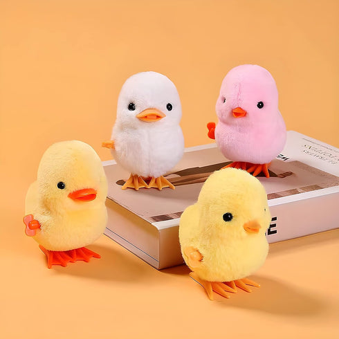 HawaStar (Pack 4) Easter Wind-Up Plush Toys Fluffy Realistic Jumping Chicks & Ducks for Kids