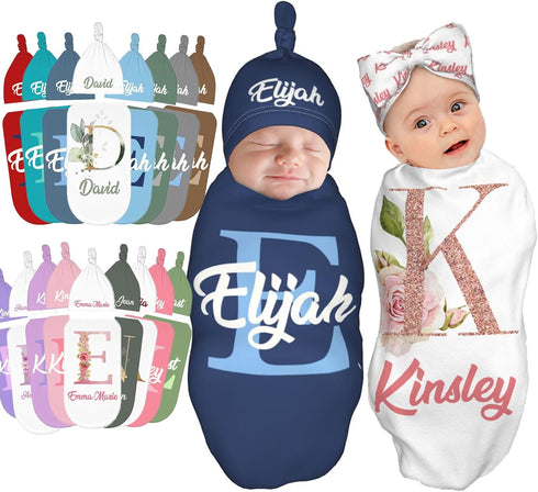 Swaddle and Hats Custom Baby Blankets for Girls Boys Blankets Baby Gifts