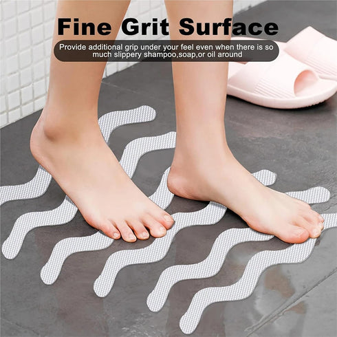 Generic 6Pcs S Shaped Anti Slip Strips Waterproof Safety Shower Stickers Self-Adhesive Non Tape for Bathtub Stairs