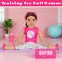 18 inch 7-Piece Set American Doll Gymnastics Doll Yoga Outfit , Pink Pony Design with Accessories, Sports Bag