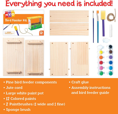 13 3 MindWare Make Your Own Bird Feeder Kits for Kids Build Your Own - Includes Paint Colors and Brushes