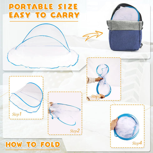 Portable Mosquito Net Tent, Folding Mosquito Head Net, Pop Up Netting for Bedding Camping Traveling, Large