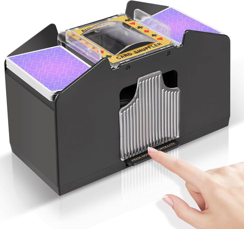 Automatic Card Shuffler, Battery-Operated Electric UNO Poker Shuffler for 2/1/4/6 Decks, Travel Home Card Game