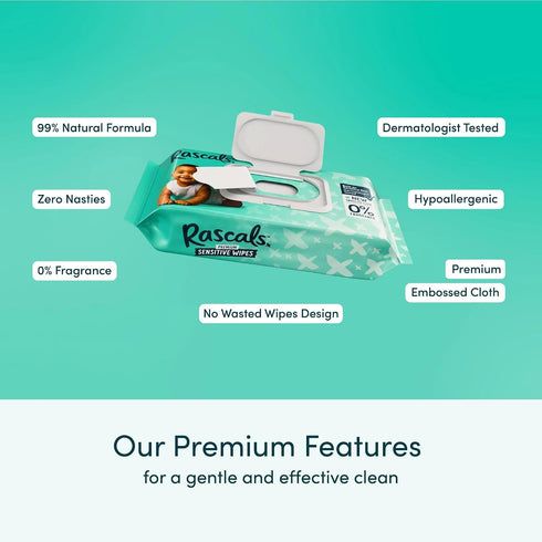Generic 648 Count Rascals Premium Sensitive Alcohol Free Baby Wipes