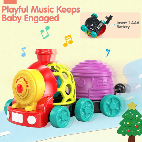 WEEJOYGAM 6-12 1-3 6 7 8 9 10 1 Train Baby Toys Months, Infant Soft Cars for Toddlers Boy Easter Basket Stuffers