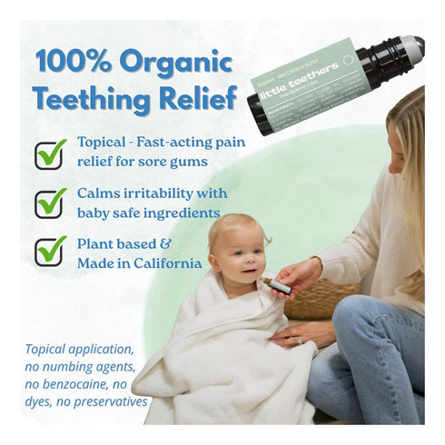 PLENNY 100% 3 10ml Little Teethers Baby Teething Roller Organic Essential Oil Relief for Sore Gums, Fussiness & Sleep