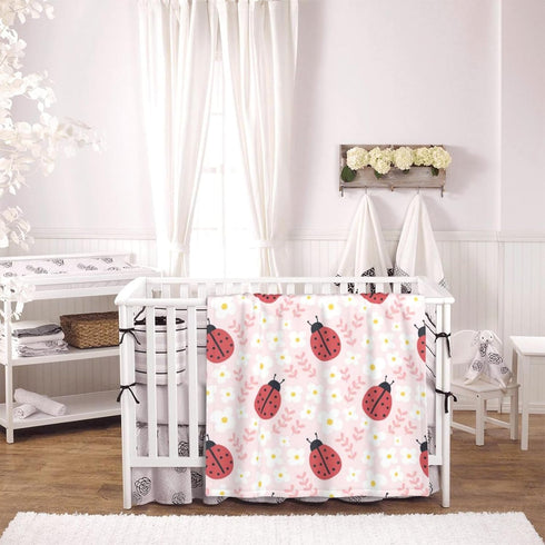 Cute Ladybug Baby Blanket, Soft Plush Throw for Girls, Toddler Newborn Ladybug Nursery Bed Blanket, 30x40 Inches