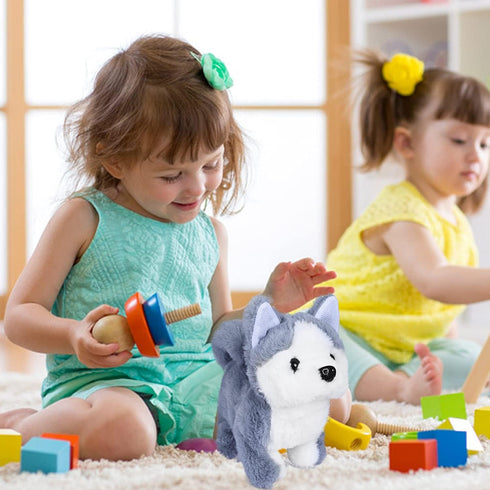WorWoder Plush Husky Dog Toy, Electronic Interactive Puppy - Walking, Barking, Tail Wagging Companion Animal for Kids