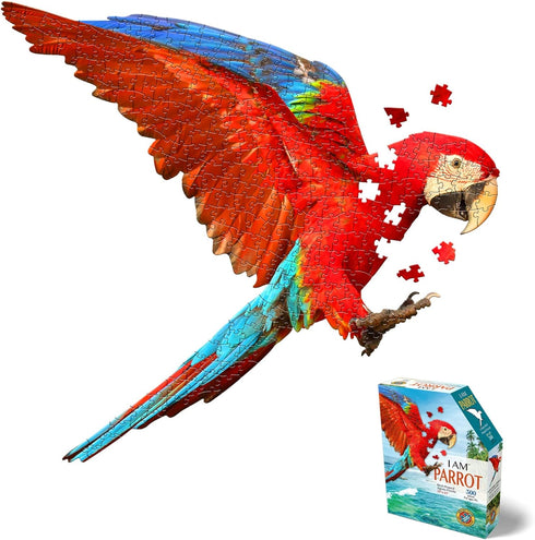Madd Capp Parrot 300 Piece Jigsaw Puzzle - Unique-Shaped Border, Educational Fun Facts, Ages 10 and Up