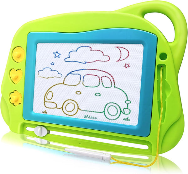 AiTuiTui Magnetic Drawing Board Mini Travel Doodle - Erasable Writing Sketch Colorful Pad for Kids with 3 Stamps and 1