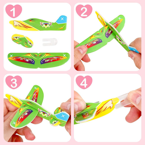 28 Pcs Valentine's Day Gift Card with Foam Airplanes Toys for Kids Boys Girls Valentines Party Favor Classroom Exchange