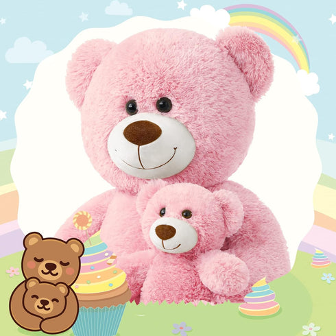 Muiteiur 40" Pink Giant Teddy Bear Set, Mommy & Baby Stuffed Animal, Great Gift for Kids, Baby Shower, Christmas,