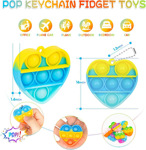 Pop Fidget Toy Birthday Party Favors for Kids 30 PCS Bulk Mini Keychain, Classroom Prizes, Toddler Toys