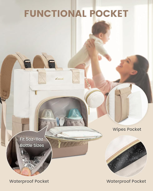 Backpack, LOVEVOOK Diaper Bag Large Capacity Portable Baby Bag with Foldable Diaper Changing Pad, Waterproof Baby