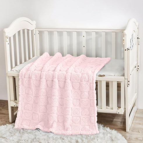 Boyoung Cozy 3040 Fleece Baby Blanket, Ultra Soft Heart Checkered Baby Blankets for Boys Girls, Infant Toddler Newborn