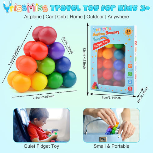 2PCS 3+ Yrissmiss Sensory Fidget Toys for Adults Kids Teens, Stress Balls ADHD Tools Autism Toys ,Travel Toys for Ages
