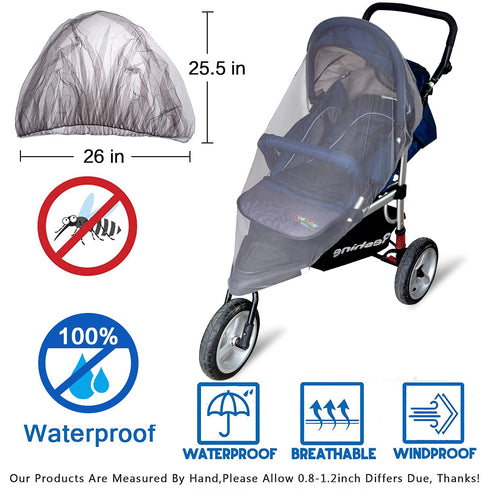 Mosquito Net for Stroller - Grey Sun Shade Protection, 2 Pack Portable Bug Netting for Infant Stroller