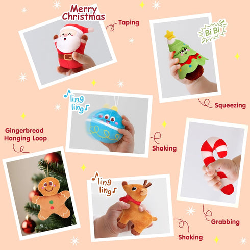 612 Set hahaland Baby Toy for Months Musical & Sensory Plush Toy with Gingerbread House, Santa, Reindeer & Rattles
