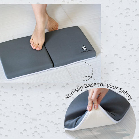 Bath Kneeler and Elbow Rest Pad Set - 2PC Premium Baby Bath Mat Set, Non-Slip Kneeling Pad with Storage Pockets
